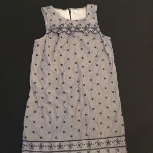 Navy Embroidered flower and stripe dress